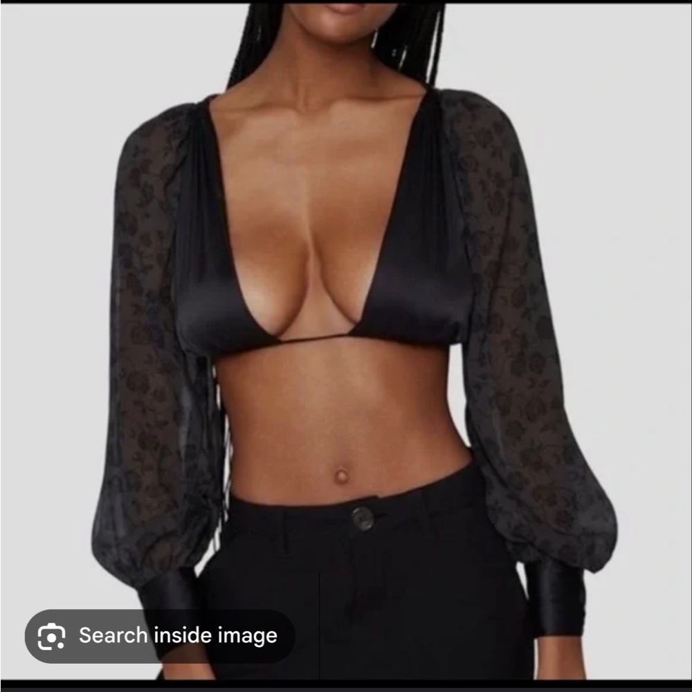 WeWoreWhat puff sleeve tie back sexy top size Xs